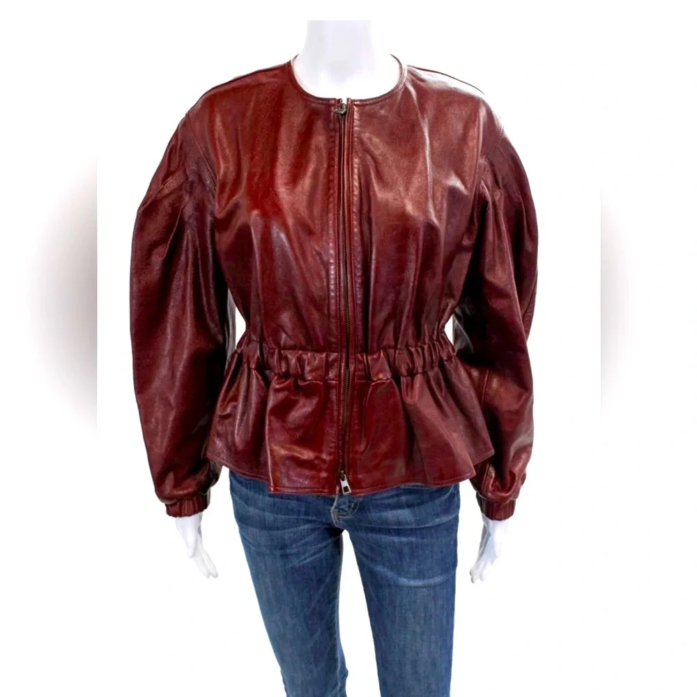 Ulla Johnson Briar Lamb Leather Jacket Mahogany Size Small NWOT - Picture 5 of 15